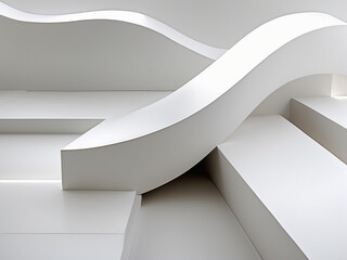 a minimalistic and abstract architectural composition emphasizing smooth, curving white surfaces.