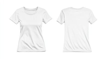 Naklejka premium White T Shirt Mockup Front and Back View on Clean White Background for Apparel Design and Branding Promotion