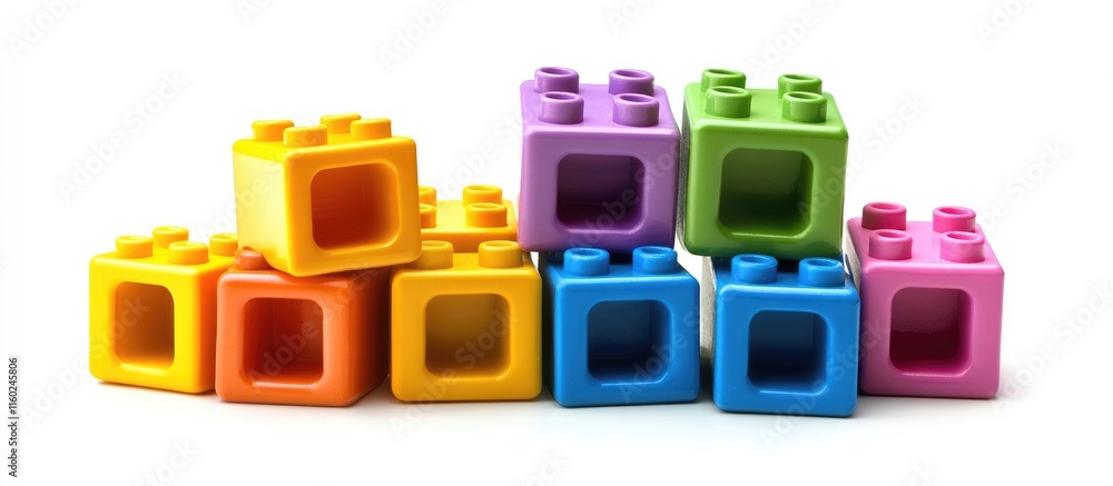 Poster colorful educational building blocks arranged creatively with space for text ideal for children's le