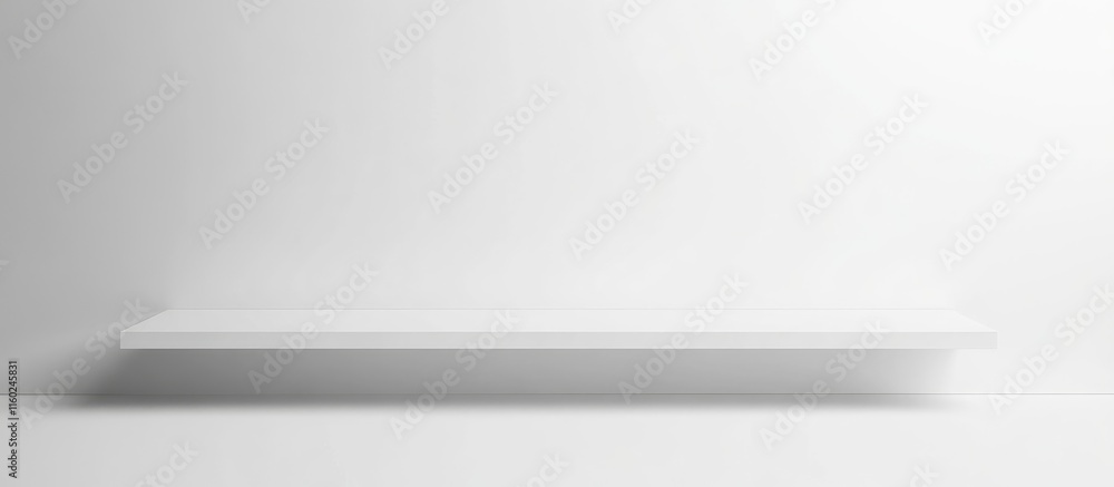 Poster minimalist white interior background with clean empty space for text display featuring a simple shel