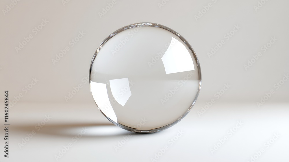 Poster minimalist glass sphere rendering with soft shadows and reflective surface ideal for modern design b