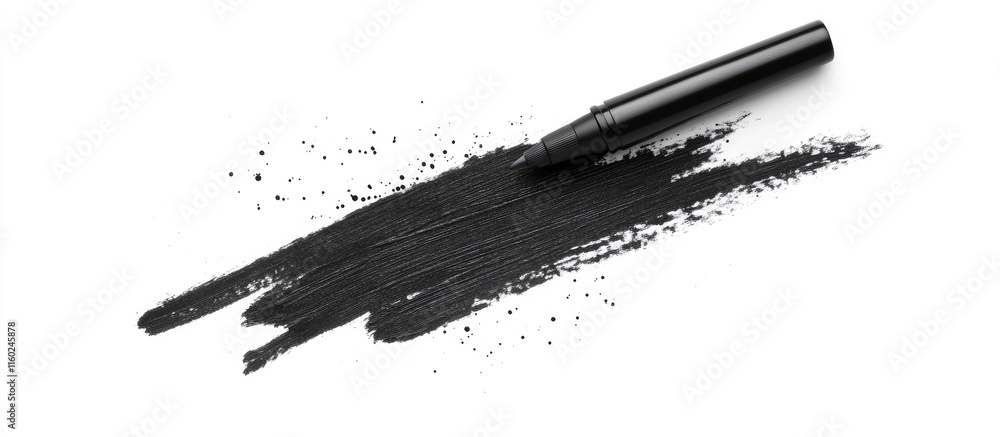 Poster black marker stain isolated on white background with space for customization and creative text usage