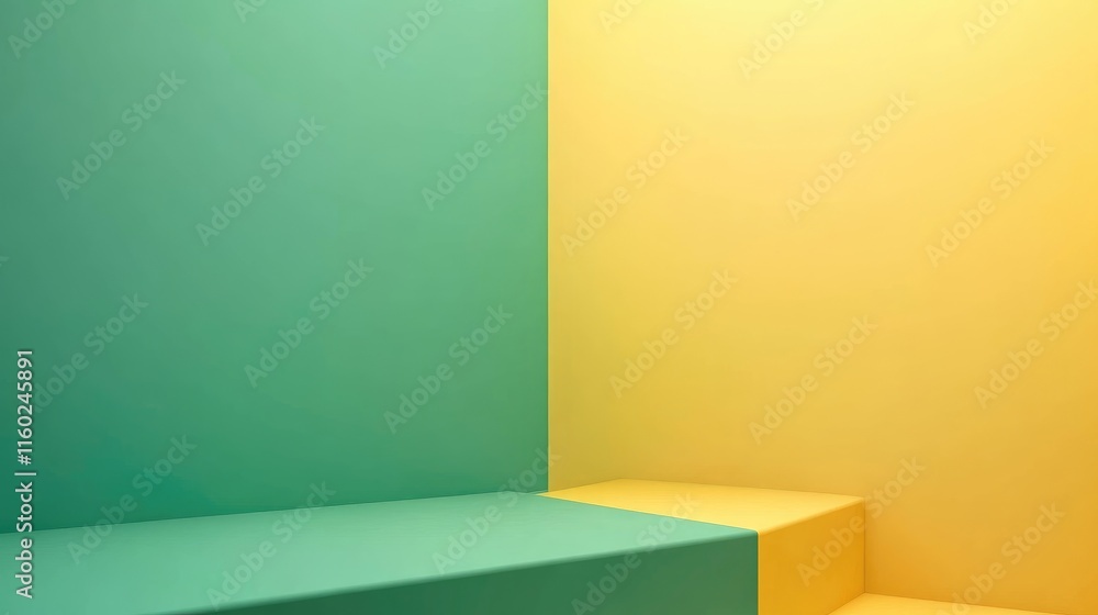 Poster gradient background with yellow and green corners ideal for copyspace and minimalist design applicat