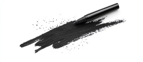 Black marker stain isolated on white background with space for customization and creative text usage in design projects