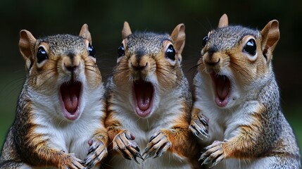 Three Surprised Squirrels: A Trio of Amazement