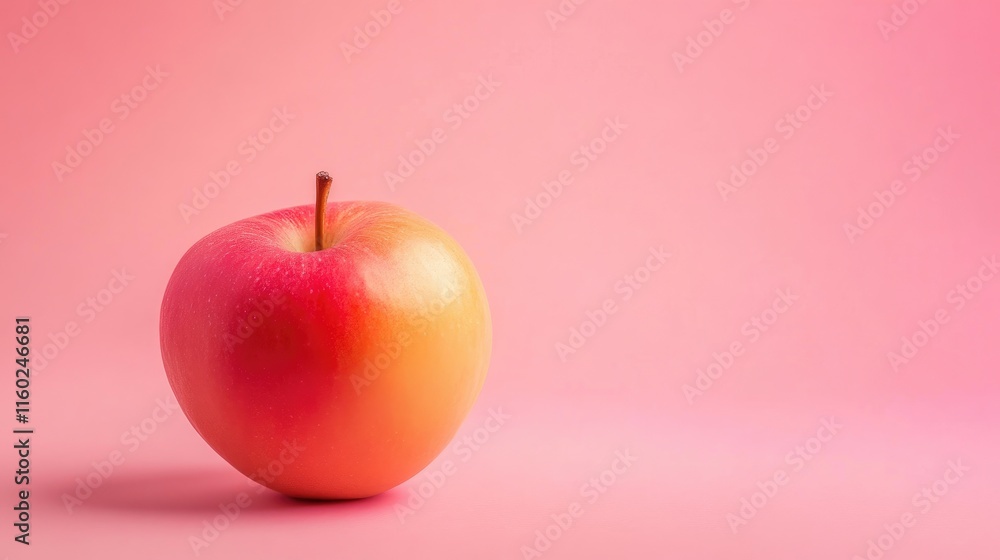 Aufkleber coral pink peach gradient background with single apple creating soft abstract atmosphere for flyers 