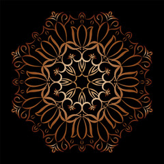 A luxurious ornament. Symmetrical pattern in Tantric yoga of Buddhism and Hinduism. Golden mandala pattern. A design element for a creative idea