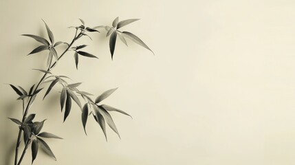 Naklejka premium Minimalist composition of an exotic plant against a soft neutral background emphasizing clean aesthetic and negative space for serenity