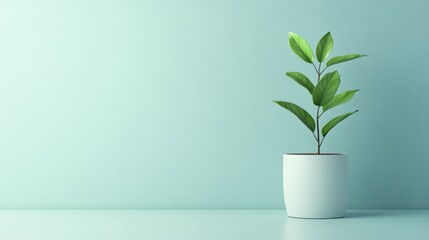 Minimalist indoor plant on a serene backdrop illustrating core values and company mission with empty copyspace for customization and branding.