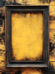 Rustic Distressed Wood Frame with Vintage Yellow Background Texture : Generative AI