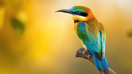 Obraz premium Vibrant Bird Perched on Branch in Nature Highlighting Stunning Colors and Wildlife Beauty