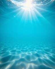 Obraz premium Tranquil Underwater Scene with Sunlight Rays and Crystal Clear Water
