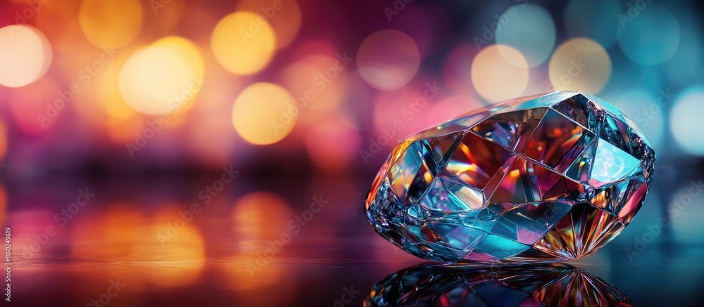 Poster elegant crystal with colorful bokeh background for stunning visual impact and text overlay
