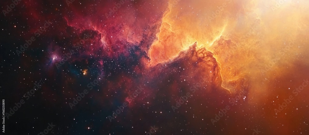 Aufkleber vibrant cosmic nebula with bright colors and star clusters ideal for background use and text overlay