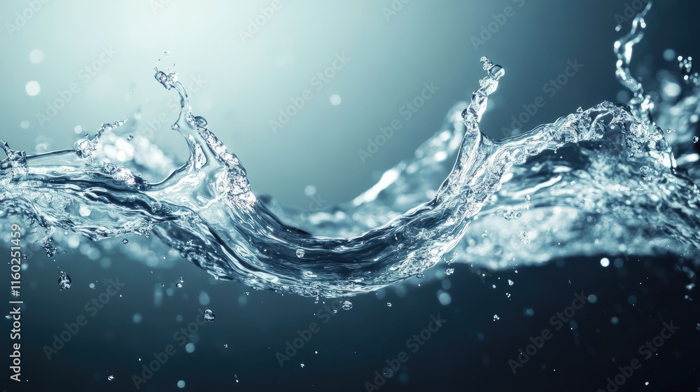 Poster dynamic water splash creating abstract echoes in a serene aquatic setting