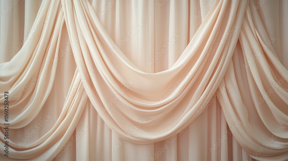 Poster elegant soft pink fabric drapes flowing in luxurious folds creating a gentle and sophisticated backd
