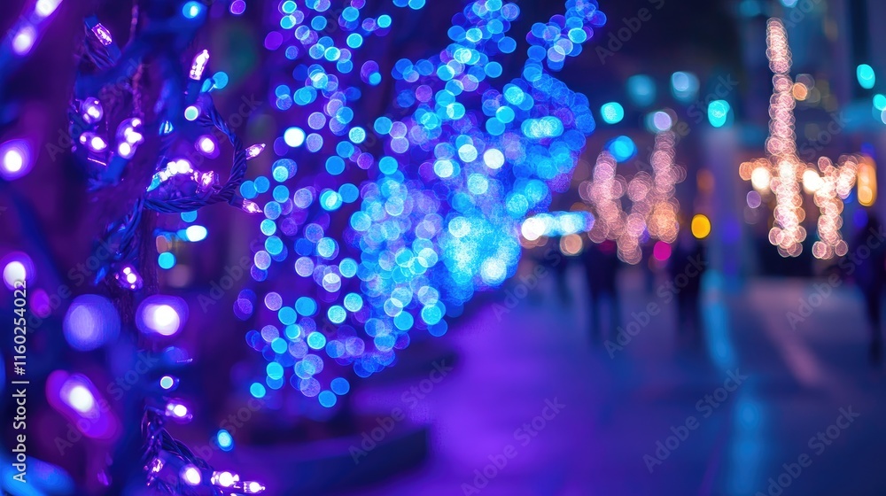 Poster bokeh lights creating a dreamy atmosphere with vibrant colors on a blurred urban background during n
