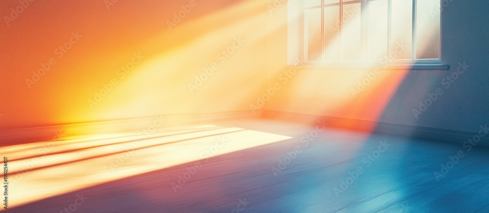 Aufkleber bright renovated empty room with white walls new flooring and sunlight rays creating a serene atmosp