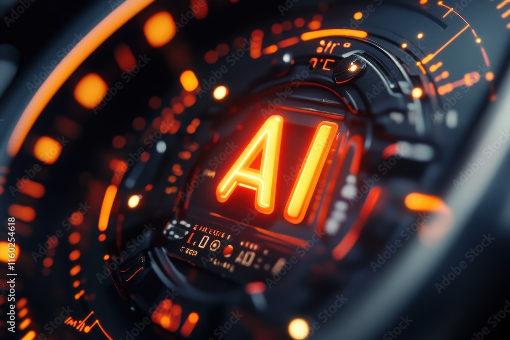 Poster futuristic interface displaying artificial intelligence system