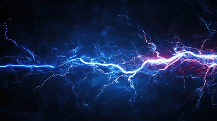 Electric Voltage Surge with Dynamic Blue and Red Lightning Effects on Dark Background