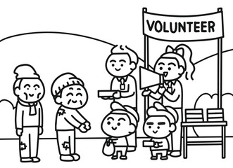 The boy go to volunteer with friend.