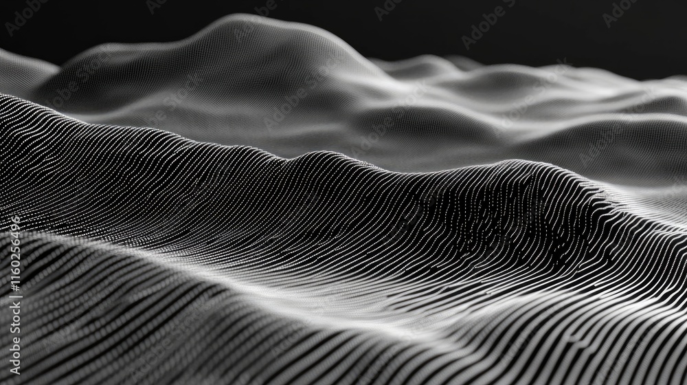 Poster abstract black and white binary data waves representing digital information flow