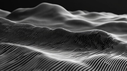 Abstract Black and White Binary Data Waves Representing Digital Information Flow