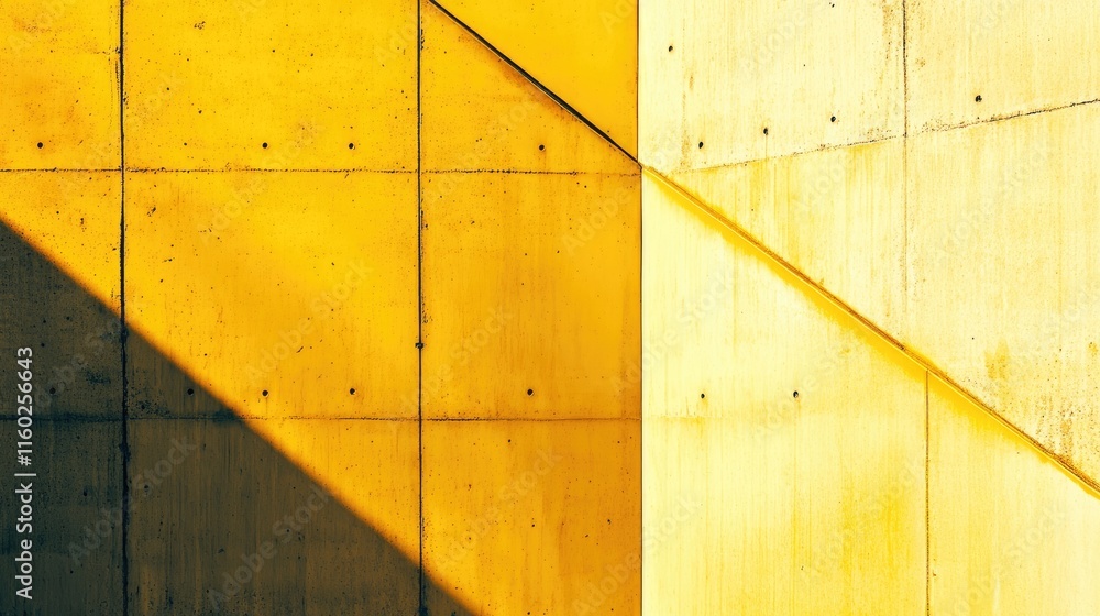 Poster yellow abstract geometric shapes with lines creating modern background for design and art visuals