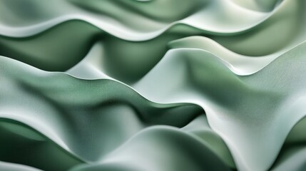 Obraz premium Elegant flowing green silk fabric forming soft waves with a stunning ripple effect showcasing texture and curves in a serene composition.