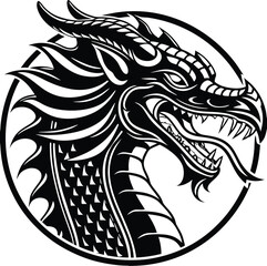 Obraz premium Flying dragon Side view silhouette Illustration