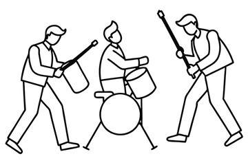 Musical party line art vector illustration