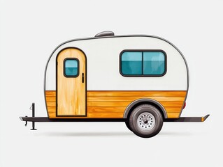 Naklejka premium A teardrop trailer blueprint featuring a rear kitchen and minimalist sleeping quarters