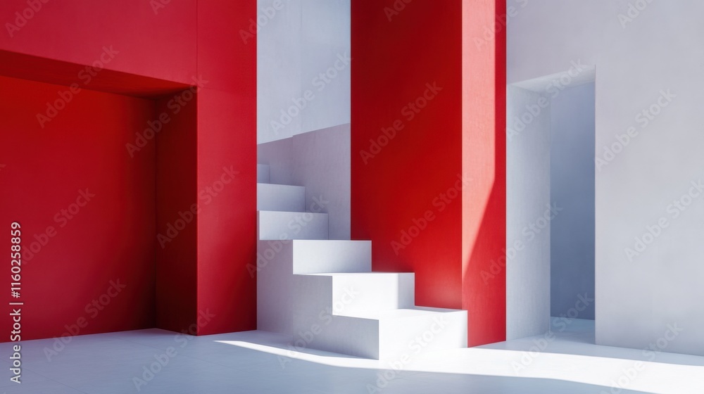 Poster an abstract arrangement of building blocks in a minimalist art studio, blocks forming geometric scul