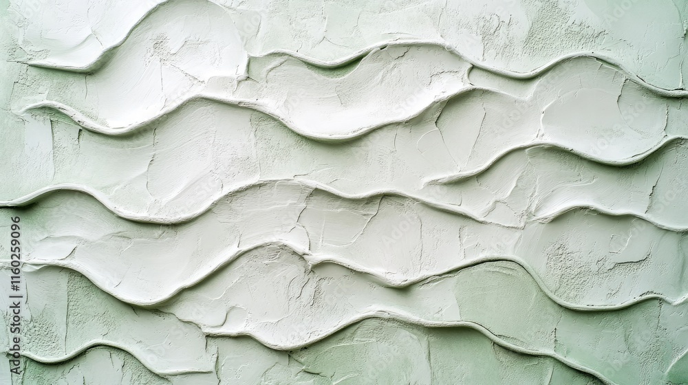 Poster elegant soft green textured plaster wall with wavy patterns ideal for 3d background design or interi