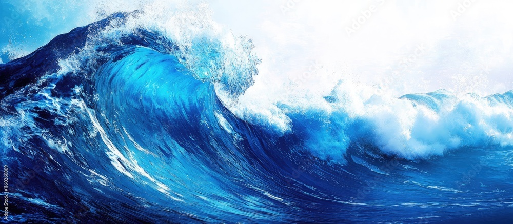 Aufkleber dynamic ocean wave with turbulent energy and clear space for text overlay