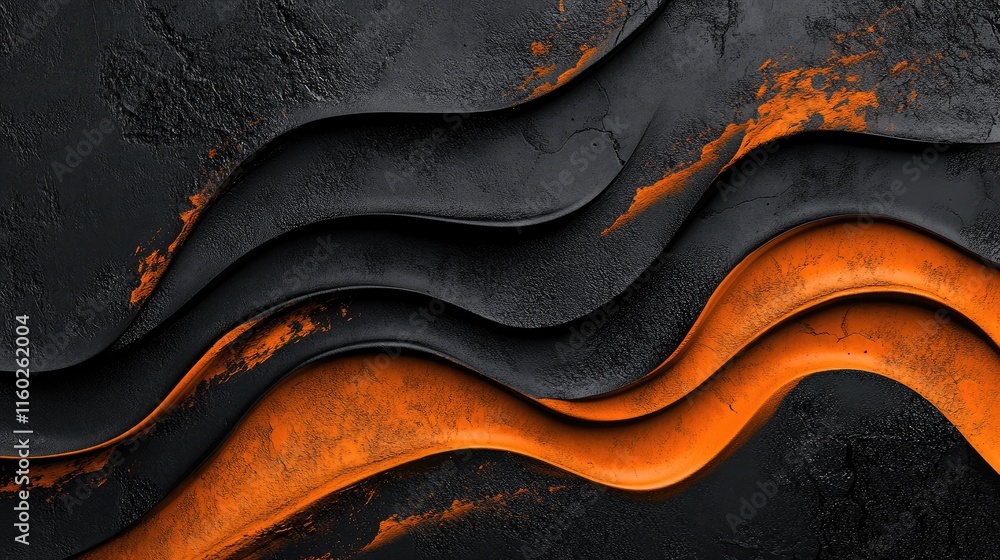 Aufkleber abstract black and orange textured background with flowing shapes for modern stylish design and crea
