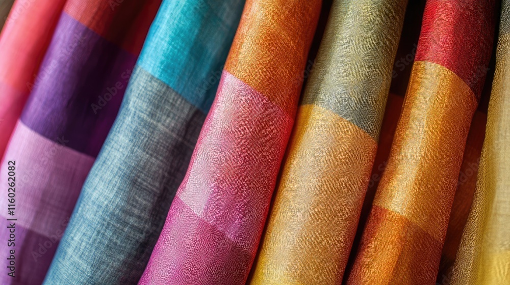 Poster vibrant stripe fabric textures in various color backgrounds for decorative and textile design use