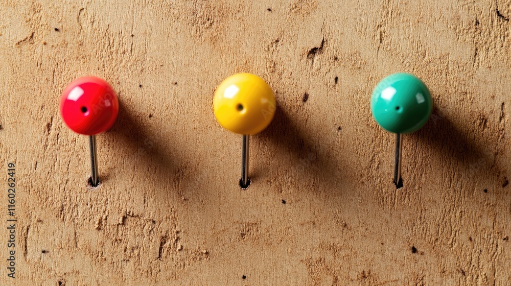 Poster corkboard background with colorful push pins creating a vibrant and dynamic composition ideal for an
