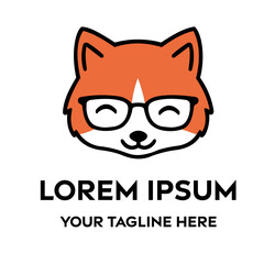 cartoon fox face wearing glasses
