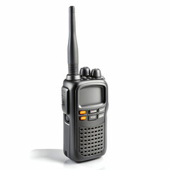 A modern, professional walkie-talkie with a sleek design, isolated on a white background,
