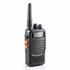 A modern, professional walkie-talkie with a sleek design, isolated on a white background,