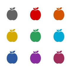 Apple fruit  icon isolated on white background. Set icons colorful