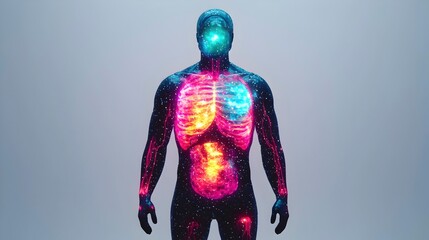 Colorful Human Anatomy with Cosmic Elements