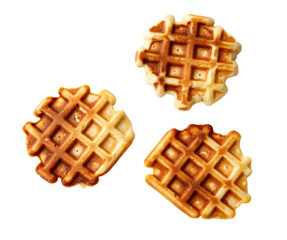 Three waffles are on a white background
