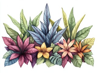 Naklejka premium Vibrant botanical display white background art peaceful atmosphere close-up nature aesthetics for brand presentation