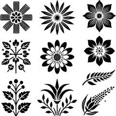 simple flower icons. incredible flower icons art. simple flower vector silhouette art black and white .