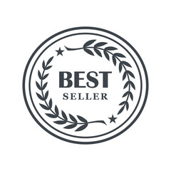 Best seller Decorated Seal Stamp Icon color Hand Drawn Label Design Vector Graphic Stock Illustration