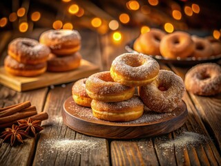 Capture the essence of home baking: rustic cinnamon sugar donuts, beautifully photographed for your culinary cravings.