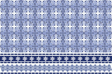 vintage blue seamless floral pattern with arabesque borders for bohemian textile prints elegant wallpaper summer fashion and decorative carpet designs