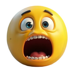 A cartoon emoticon with a wide-open mouth expresses fear